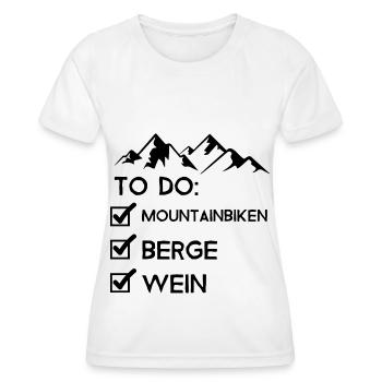LISTE - Mountainbiken, Berge, Wein - - Frauen Funktions-T-Shirt - Weiß - Vorne - AI Model Female 172 dark (172cm)