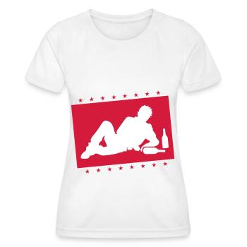 Betrunken Drunk Mann Saufen - Frauen Funktions-T-Shirt - Weiß - Vorne - AI Model Female 172 dark (172cm)