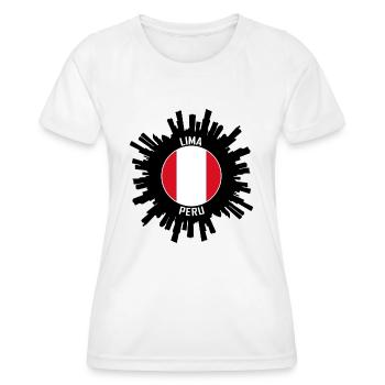 Lima Skyline Peru Flag Travel Souvenir - Women's Functional T-Shirt - white - Front - AI Model Female 172 dark (172cm)