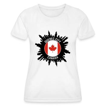 Quebec City Skyline Canada Flag Travel Souvenir - Women's Functional T-Shirt - white - Front - AI Model Female 172 dark (172cm)