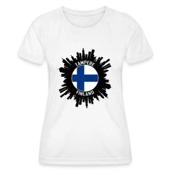 Tampere Skyline Finland Flag Travel Souvenir - Women's Functional T-Shirt - white - Front - AI Model Female 172 dark (172cm)