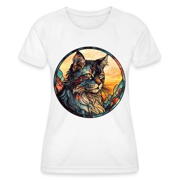 Laperm Katzenrasse Aquarellglas - Frauen Funktions-T-Shirt - Weiß - Vorne - AI Model Female 172 dark (172cm)