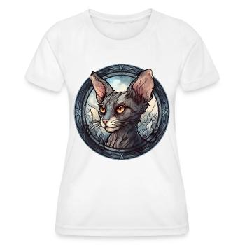 Lykoi Katzenrasse Aquarellglas - Frauen Funktions-T-Shirt - Weiß - Vorne - AI Model Female 172 dark (172cm)