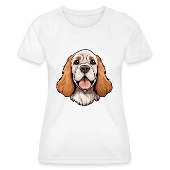 Clumber Spaniel Dog Breed Cartoon Kawaii Illustrat - Women's Functional T-Shirt - white - Front - AI Model Female 172 dark (172cm)