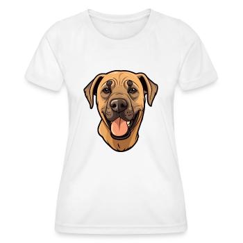 Black Mouth Cur Dog Breed Cartoon Kawaii Illustrat - Women's Functional T-Shirt - white - Front - AI Model Female 172 dark (172cm)