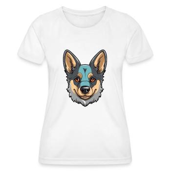 Swedish Vallhund Dog Breed Watercolor Cartoon Kawa - Women's Functional T-Shirt - white - Front - AI Model Female 172 dark (172cm)