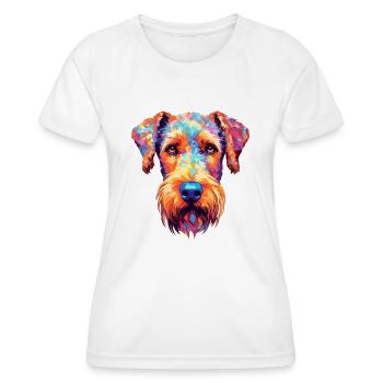Airedale Terrier Dog Breed Watercolor Cartoon Kawa - Women's Functional T-Shirt - white - Front - AI Model Female 172 dark (172cm)