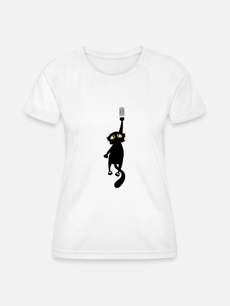Schwarze Katze - Frauen Funktions-T-Shirt - Weiß