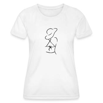 Minimalistische Illustration | Frau Lineart - Frauen Funktions-T-Shirt - Weiß - Vorne - AI Model Female 172 dark (172cm)