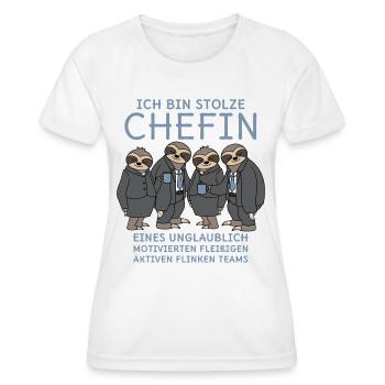 Stolze Chefin unglaublich fleißiges Team Faultiere - Frauen Funktions-T-Shirt - Weiß - Vorne - AI Model Female 172 dark (172cm)