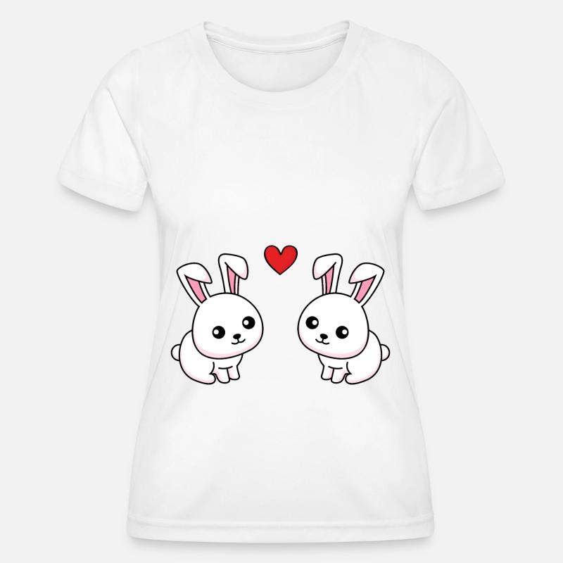 Rabbit Comic Couple Love - Women's Functional T-Shirt - white