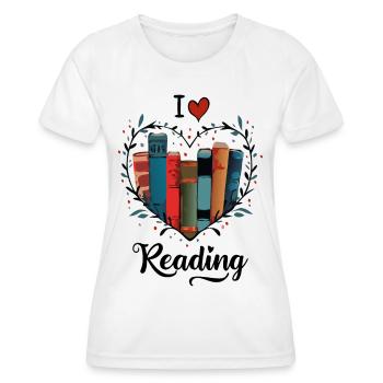 Ich liebe Bücher Bücherwurm Herz - Frauen Funktions-T-Shirt - Weiß - Vorne - AI Model Female 172 dark (172cm)