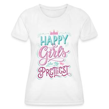 Les filles heureuses sont les plus jolies - T-shirt sport Femme - blanc - Devant - AI Model Female 172 dark (172cm)