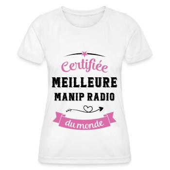 Certifiée meilleure manip radio du monde - T-shirt sport Femme - blanc - Devant - AI Model Female 172 dark (172cm)