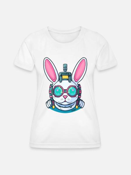 Ein lustiger Cyborg-Hase - Frauen Funktions-T-Shirt - Weiß