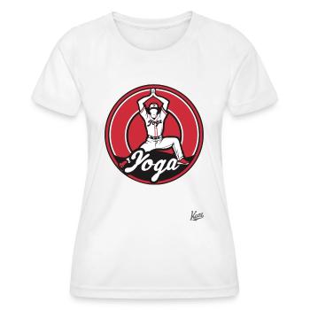 Parodie sportive amusante : Baseball Yoga - T-shirt sport Femme - blanc - Devant - AI Model Female 172 dark (172cm)