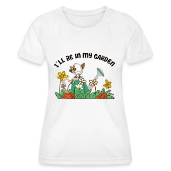 IlI sera dans mon jardin pour observer les oiseaux - T-shirt sport Femme - blanc - Devant - AI Model Female 172 dark (172cm)