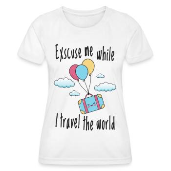 Entschuldige während ich um die Welt reise - Frauen Funktions-T-Shirt - Weiß - Vorne - AI Model Female 172 dark (172cm)