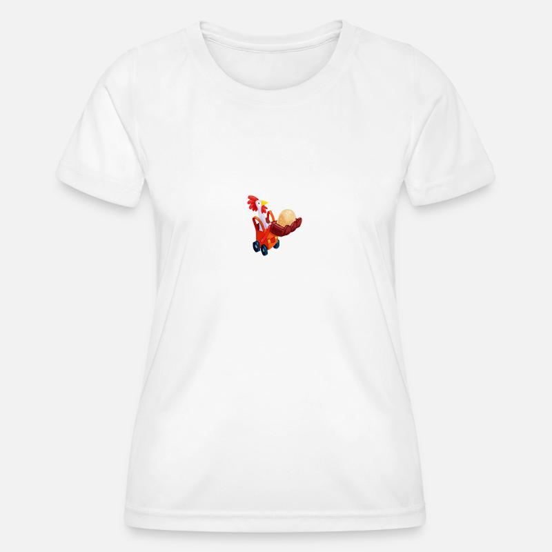 Chicken in an excavator - Women's Functional T-Shirt - white