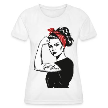 Girl Power Girl Power Grl Pwr Femme Fille Rétro - T-shirt sport Femme - blanc - Devant - AI Model Female 172 dark (172cm)