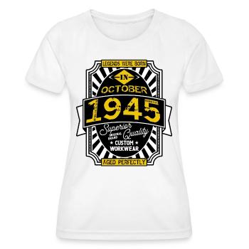 1945 OCTOBER - Women's Functional T-Shirt - white - Front - AI Model Female 172 dark (172cm)