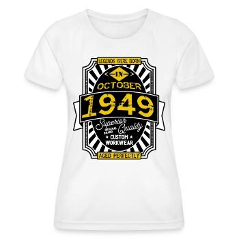 1949 OCTOBER - Women's Functional T-Shirt - white - Front - AI Model Female 172 dark (172cm)