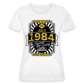 1984 JULI - Frauen Funktions-T-Shirt - Weiß - Vorne - AI Model Female 172 dark (172cm)