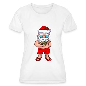 Beach Santa Claus Xmas - Women's Functional T-Shirt - white - Front - AI Model Female 172 dark (172cm)