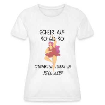 Scheiß auf 90 60 90 Humor Geschenk - Frauen Funktions-T-Shirt - Weiß - Vorne - AI Model Female 172 dark (172cm)