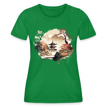 Aquarellzeichnung - Frauen Funktions-T-Shirt - Kelly Green - Vorne - AI Model Female 172 dark (172cm)
