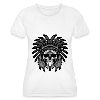 Chef indien Apache Skull - T-shirt sport Femme - blanc - Devant - AI Model Female 172 dark (172cm)
