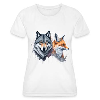 Wild Harmony : Aquarelle Loup et Renard - T-shirt sport Femme - blanc - Devant - AI Model Female 172 dark (172cm)