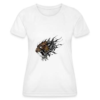 Fierce Sabertooth Tiger tattoo design - Women's Functional T-Shirt - white - Front - AI Model Female 172 dark (172cm)