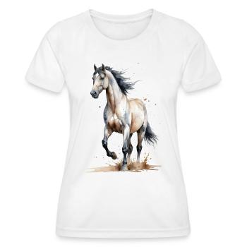Aquarelle Cheval Capture Le Vent - T-shirt sport Femme - blanc - Devant - AI Model Female 172 dark (172cm)