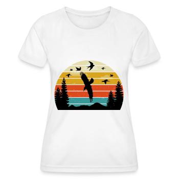 Retro Birding Sunset Vintage Bird Sunrise - Women's Functional T-Shirt - white - Front - AI Model Female 172 dark (172cm)