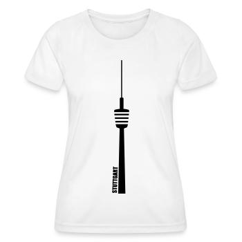 Fernsehturm Stuttgart 0711 City Umrisse Schriftzug - Frauen Funktions-T-Shirt - Weiß - Vorne - AI Model Female 172 dark (172cm)