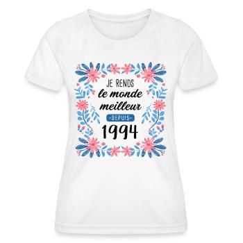 anniv femme humour 1994 30 ans - T-shirt sport Femme - blanc - Devant - AI Model Female 172 dark (172cm)