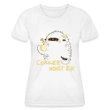 Kaffeemonster nur aussenlinien, braun - Frauen Funktions-T-Shirt - Weiß - Vorne - AI Model Female 172 dark (172cm)