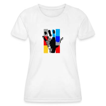 riesige Popart Hand - Frauen Funktions-T-Shirt - Weiß - Vorne - AI Model Female 172 dark (172cm)