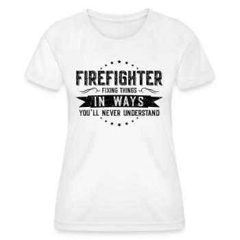 Les collègues pompiers offrent un dicton de profession - T-shirt sport Femme - blanc - Devant - AI Model Female 172 dark (172cm)