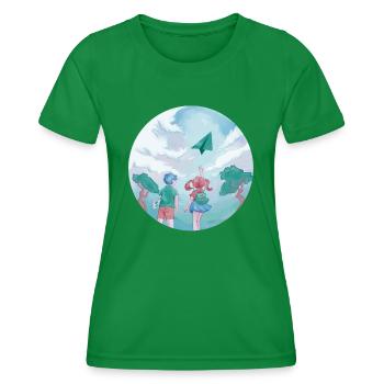 Paper Airplane Pilot Teacher-School Kids - Women's Functional T-Shirt - kelly green - Front - AI Model Female 172 dark (172cm)