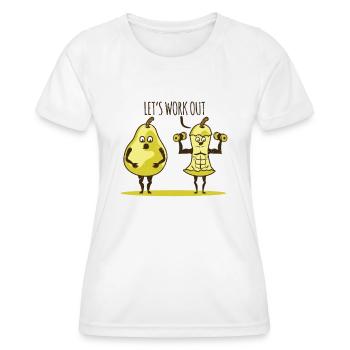 Poire Sport Motif Motivation Perdre du poids Muscles - T-shirt sport Femme - blanc - Devant - AI Model Female 172 dark (172cm)