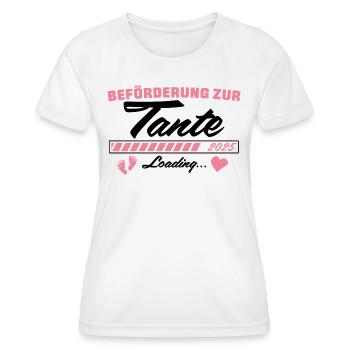 Tante 2025 loading Schwangerschaft verkünden - Frauen Funktions-T-Shirt - Weiß - Vorne - AI Model Female 172 dark (172cm)