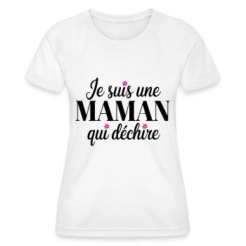 Maman qui déchire – Cadeau fête des mères - T-shirt sport Femme - blanc - Devant - AI Model Female 172 dark (172cm)