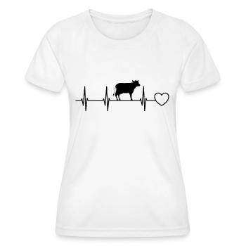 Kuh Herzschlag Puls EKG - Frauen Funktions-T-Shirt - Weiß - Vorne - AI Model Female 172 dark (172cm)