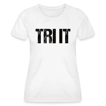 TRI IT - Traithlet, Cadeau d’athlète de triathlon - T-shirt sport Femme - blanc - Devant - AI Model Female 172 dark (172cm)