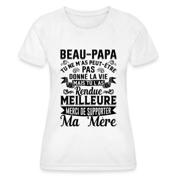 Beau-papa Beau-père Papa Bonus Fête Des Pères Noël - T-shirt sport Femme - blanc - Devant - AI Model Female 172 dark (172cm)