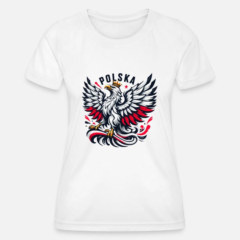 Poland Polska Polish Red White Eagle Crown Gift - Women's Functional T-Shirt - white