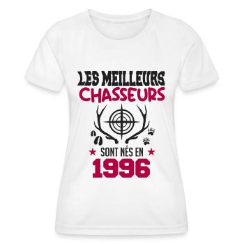 Anniversaire chasseur Née en 1996 - T-shirt sport Femme - blanc - Devant - AI Model Female 172 dark (172cm)