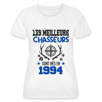Anniversaire chasseur Née en 1994 - T-shirt sport Femme - blanc - Devant - AI Model Female 172 dark (172cm)